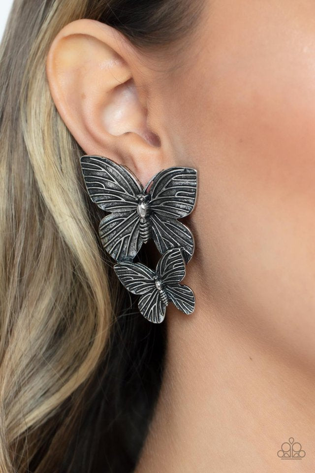 Blushing Butterflies Silver Post Earring