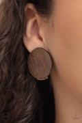 WOODWORK It Brown Clip-On Earring