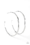 Geo Edge Silver Hoop Earring