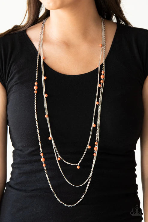 Laying The Groundwork Orange Necklace