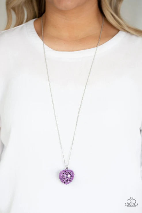 Love is All Around Purple Necklace