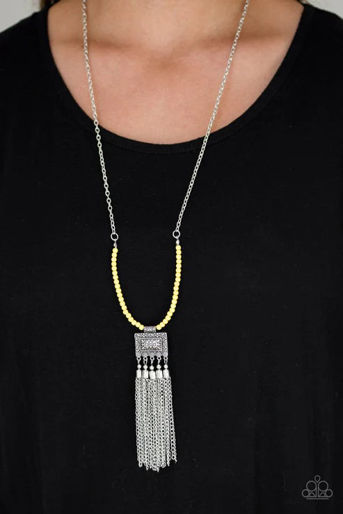 Mayan Masquerade Yellow Necklace