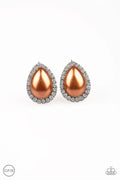 Old Hollywood Opulence Clip-on Brown Earring
