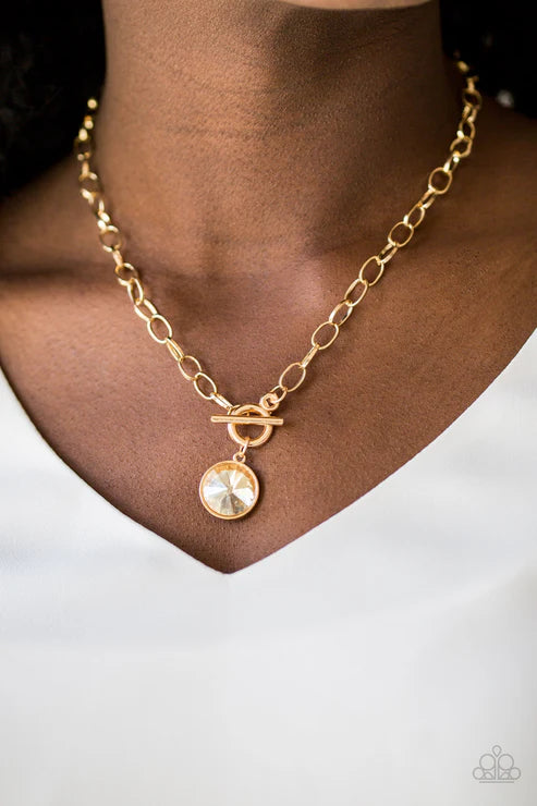 She Sparkles On Gold Necklace